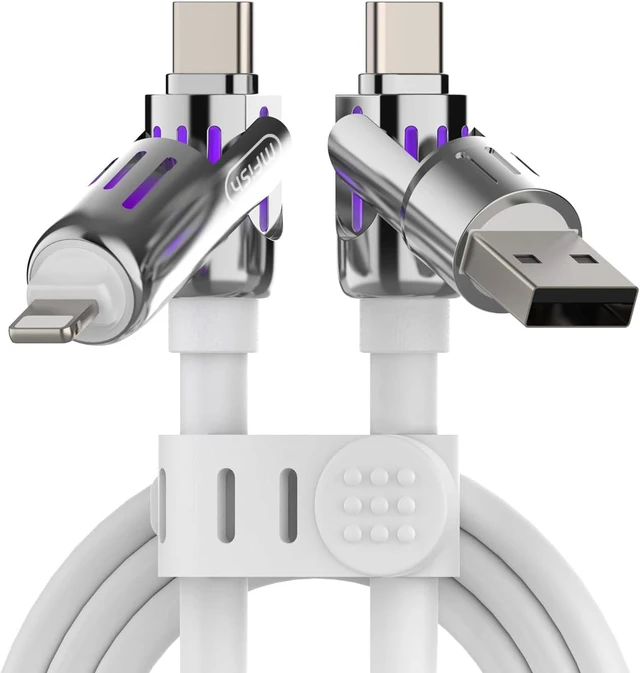 Alt view image 2 of 7 - 240W 4-in-1 Fast Charging Cable White 6.6FT