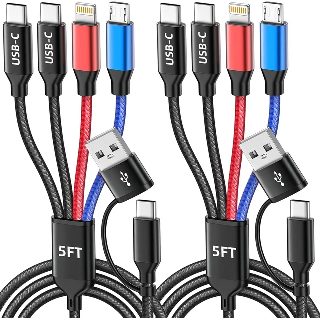 Main image of 4 in 2 Multi Charging Cable USBA/C Charging Cords for Multiple Devices