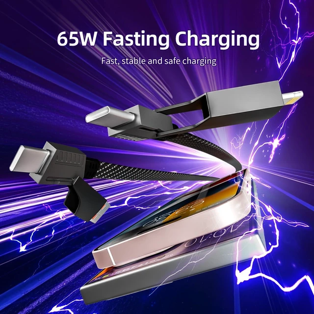 Alt view image 4 of 7 - 4 in 1 Charging Cable Fast Charging 65W with E-Mark Chip Carplay