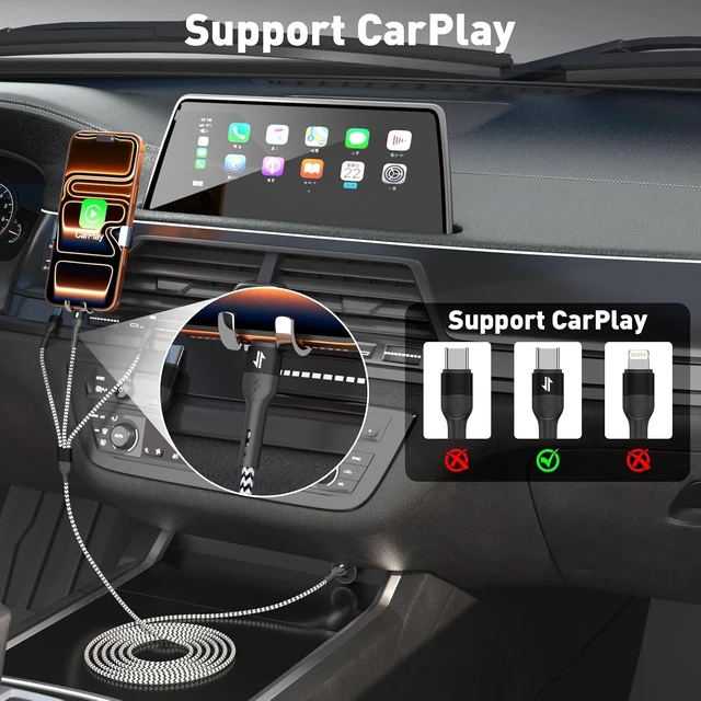 Alt view image 5 of 7 - 3 in 1 Multiple Charging Cable 2Pack 4Ft Multi Chargers Cord for All Devices Braided USB A to C A to Lightning/Type C Ports Universal Charger Cable for iPhone Series//Tablets/PS and More