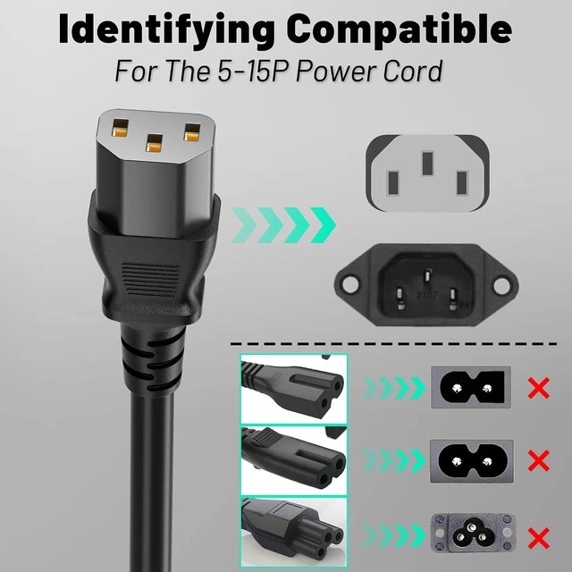 Alt view image 3 of 7 - Universal 6ft(1.8m) Power Cord 3-Prong Pure Copper ETL Black