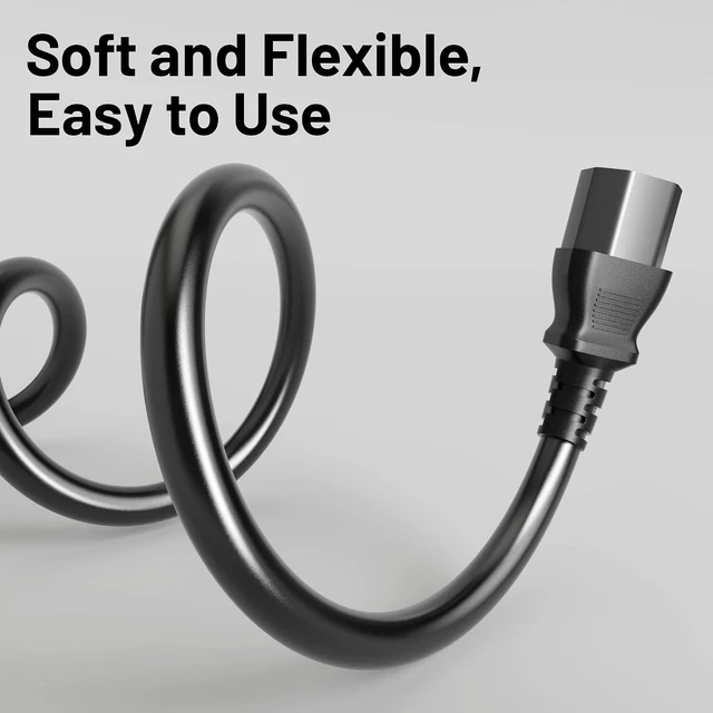 Alt view image 6 of 7 - Universal 6ft(1.8m) Power Cord 3-Prong Pure Copper ETL Black