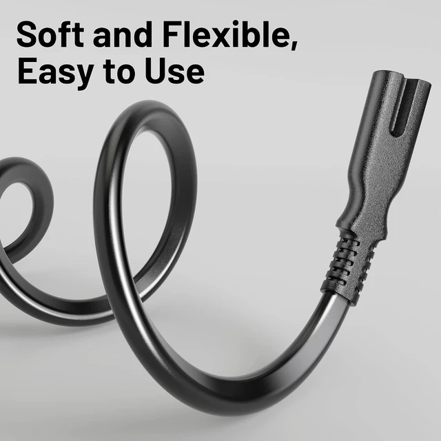 Alt view image 6 of 7 - Universal 6.6ft(2m) Power Cord 2-Prong Pure Copper ETL Black
