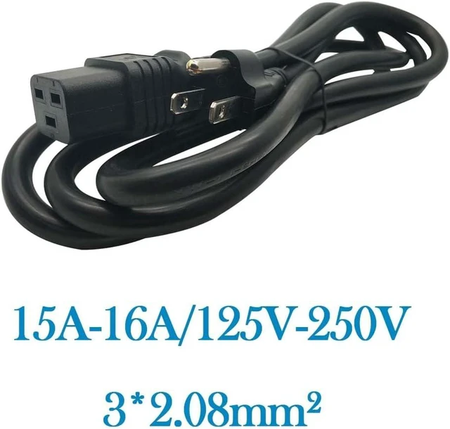 Alt view image 4 of 7 - 3.2ft/1M Nema 5-15P to IEC320 C19 Power Cable