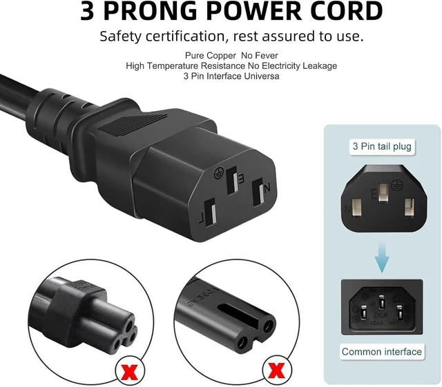 Alt view image 2 of 5 - 10FT AC Power Cord for ION Block Rocker ION Pathfinder 2 3 4 280 320 ION Taiater Speakers ION Total Pa Supreme/Premier Monster Rockin Rolle 2 3 4 360 Universal 3 Prong Charging Cable Replacement