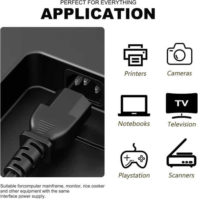 Alt view image 3 of 5 - 10FT AC Power Cord for ION Block Rocker ION Pathfinder 2 3 4 280 320 ION Taiater Speakers ION Total Pa Supreme/Premier Monster Rockin Rolle 2 3 4 360 Universal 3 Prong Charging Cable Replacement