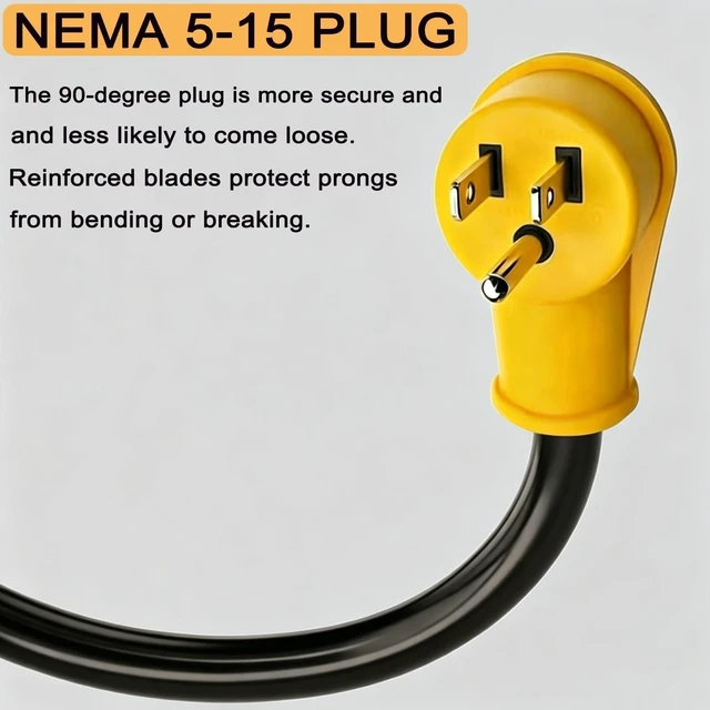 Alt view image 6 of 7 - 3FT 14AWG 3 Prong Replacement Power Cord 15A 125V NEMA 5-15P Plug UL Listed