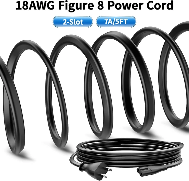 Alt view image 5 of 6 - 2 Prong Non-Polarized IEC C7(Figure 8) AC Power Cord Replacement by