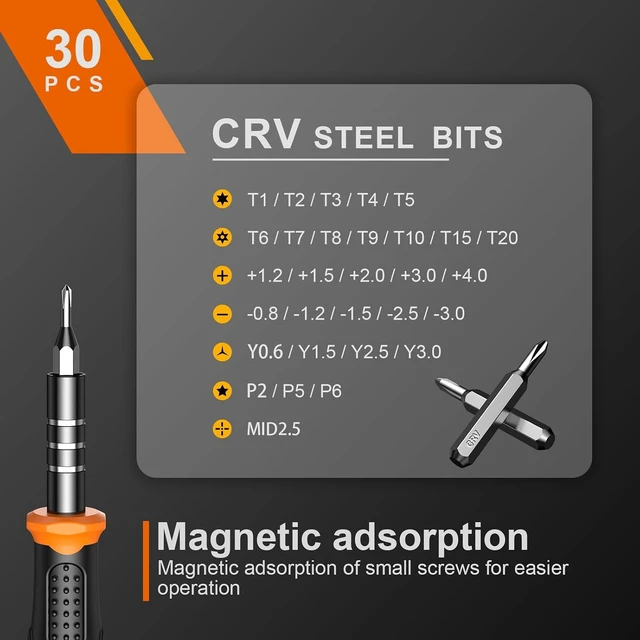 Alt view image 4 of 6 - JOREST Small Precision Screwdriver Set with Torx Triwing Phillips Mini Repair Tool Kit for Macbook Computer Laptop PC iPhone PS5 Xbox Switch Glasses Watch Ring Doorbell Electronics
