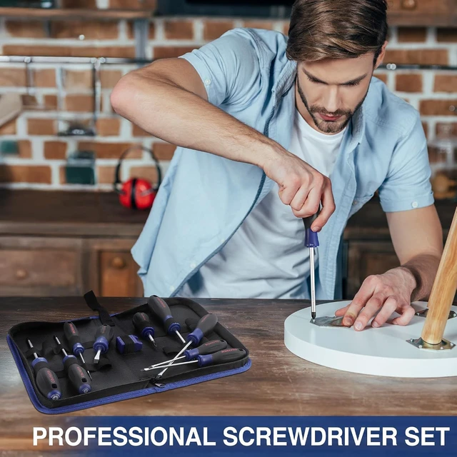 Alt view image 2 of 7 - 10-Piece Magnetic Screwdriver Set with Pouch Blue