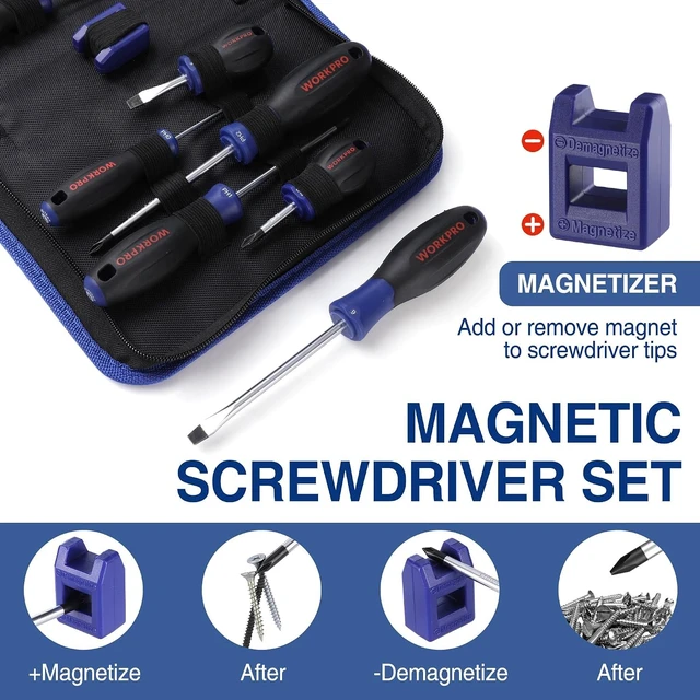 Alt view image 4 of 7 - 10-Piece Magnetic Screwdriver Set with Pouch Blue