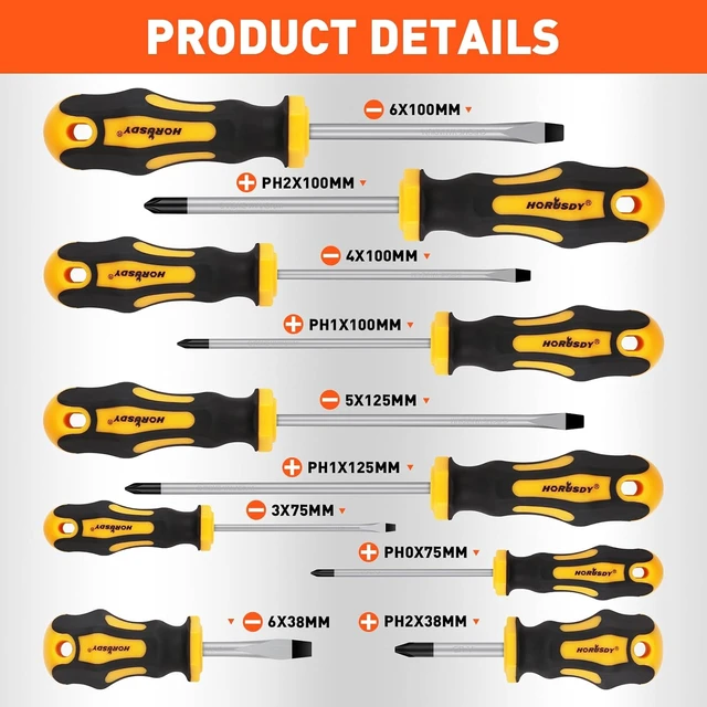 Alt view image 4 of 7 - 11-Pieces Magnetic Screw driver Magnetic 5 Phillips and 5 Flat Head Tips for Fastening and Loosening Seized