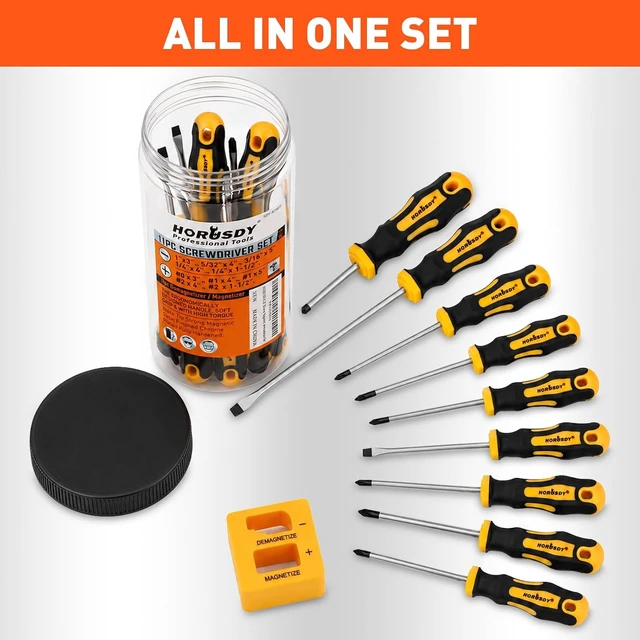 Alt view image 6 of 7 - 11-Pieces Magnetic Screw driver Magnetic 5 Phillips and 5 Flat Head Tips for Fastening and Loosening Seized