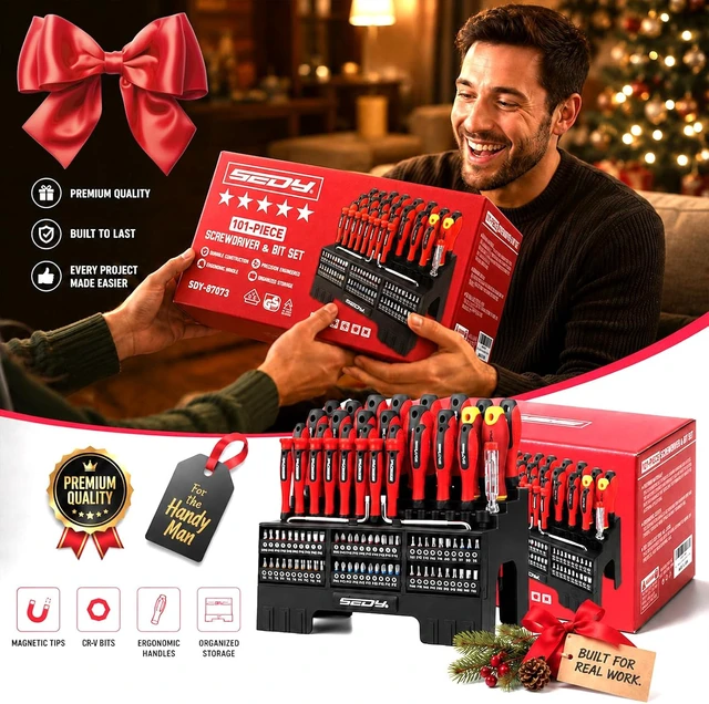 Alt view image 2 of 7 - 101-Piece Magnetic Screwdriver Set with 60 Bits Ratchet and Storage Rack