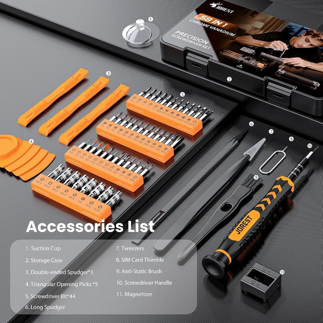 Alt view image 6 of 7 - JOREST 59Pcs Small Precision Screwdriver Set with Torx T5 T6 Mini Tool Kit