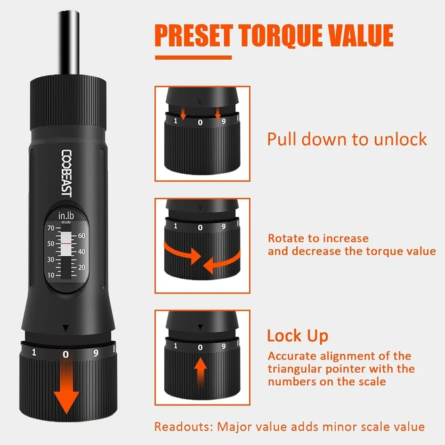 Alt view image 3 of 7 - 49Pcs Preset 1/4 Drive Torque Screwdriver with S2 Bits