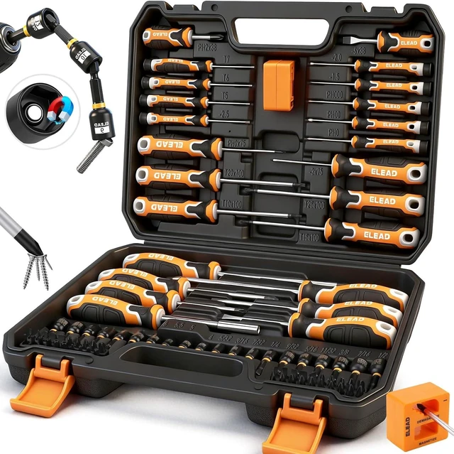Main image of 86-Piece Magnetic Screwdriver Set Torx/Slotted/Phillips Precision Screwdrivers SAE & Metric Magnetic Nut Driver Set Screwdriver Bits Bit Holder with Sturdy Tool Box