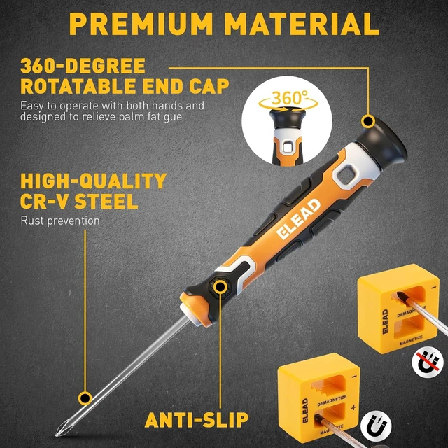 Alt view image 7 of 7 - 86-Piece Magnetic Screwdriver Set Torx/Slotted/Phillips Precision Screwdrivers SAE & Metric Magnetic Nut Driver Set Screwdriver Bits Bit Holder with Sturdy Tool Box