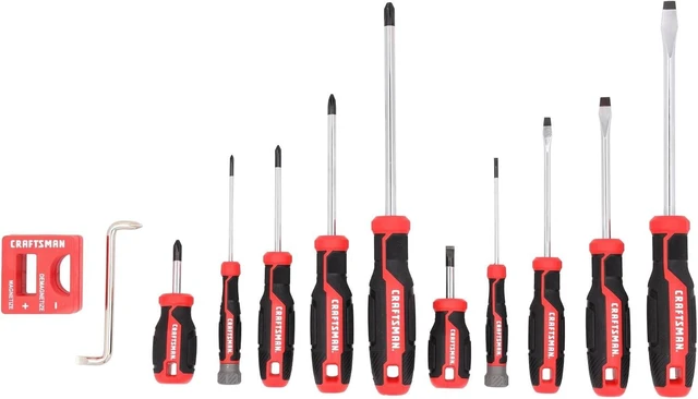 Main image of Screwdriver Set 12 Pc Includes Flat Head and Phillips Screwdrivers Offset Magnetizer/Demagnetizer (CMHT65130)