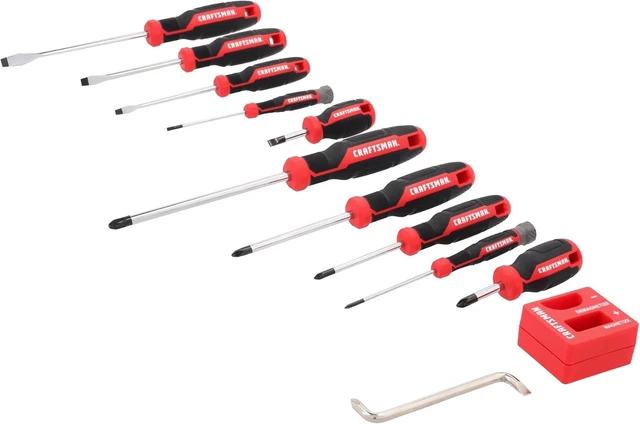 Alt view image 3 of 3 - Screwdriver Set 12 Pc Includes Flat Head and Phillips Screwdrivers Offset Magnetizer/Demagnetizer (CMHT65130)