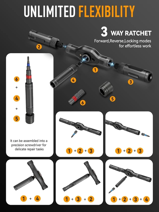 Alt view image 2 of 7 - 68 IN 1 Magnetic Ratchet Screwdriver Set with Detachable T Handle