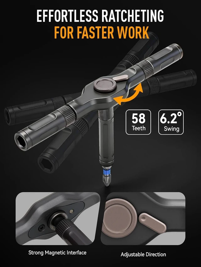 Alt view image 4 of 7 - 68 IN 1 Magnetic Ratchet Screwdriver Set with Detachable T Handle