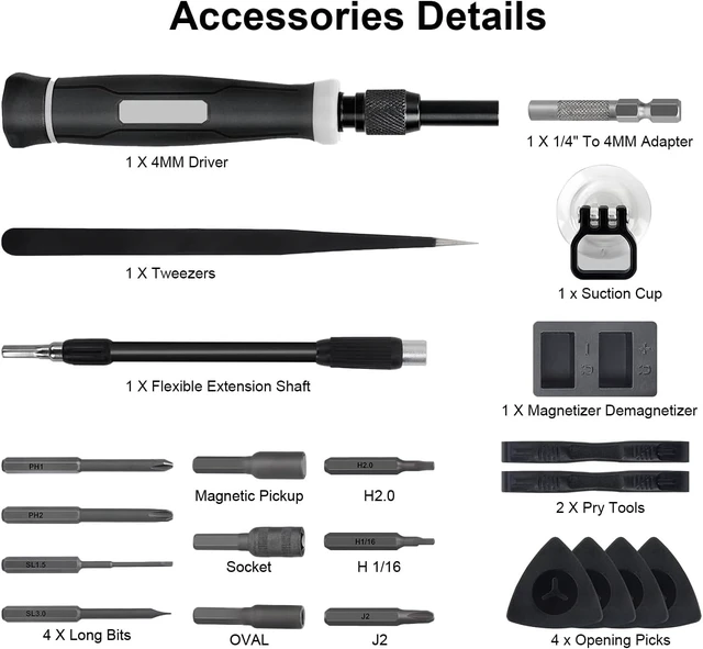 Alt view image 3 of 7 - Small Precision Screwdriver Set 152 in 1 Mini Magnetic Screwdriver Set with Torx for Electronic Watches Laptop Computers Smartphones PS5 Drones Jewelers Glasses