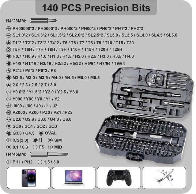 Alt view image 2 of 7 - Small Precision Screwdriver Set 152 in 1 Mini Magnetic Screwdriver Set with Torx for Electronic Watches Laptop Computers Smartphones PS5 Drones Jewelers Glasses