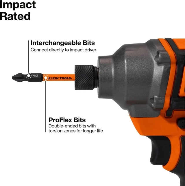 Alt view image 3 of 7 - Klein Tools 32315HD 15-in-1 Multi-Bit Ratcheting Screwdriver Impact-Rated 7 Double-Ended ProFlex Torsion Zone Tips 1/4-Inch Nut Driver 8-Piece
