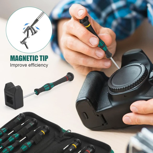 Alt view image 2 of 7 - 10-Piece Precision Screwdriver Set Magnetic Small Screwdrivers with Phillips Slotted Torx Star for Eyeglass Watch Computer Laptop Phone Green