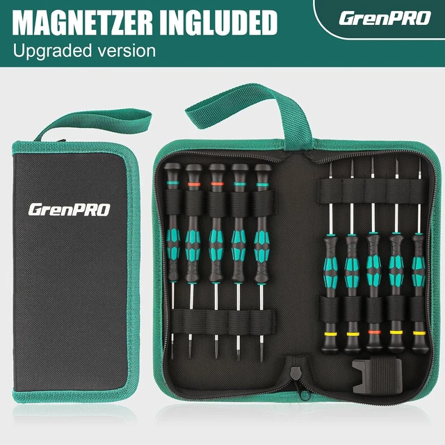 Alt view image 7 of 7 - 10-Piece Precision Screwdriver Set Magnetic Small Screwdrivers with Phillips Slotted Torx Star for Eyeglass Watch Computer Laptop Phone Green