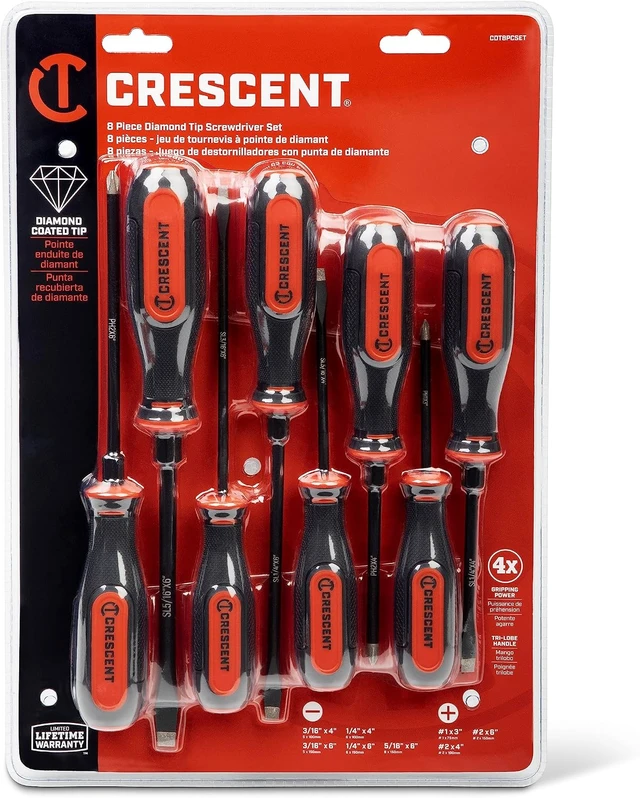 Alt view image 6 of 7 - 8PC Diamond Tip Dual Material Screwdriver Set with Phillips and Slotted Screwdrivers - CDT8PCSET