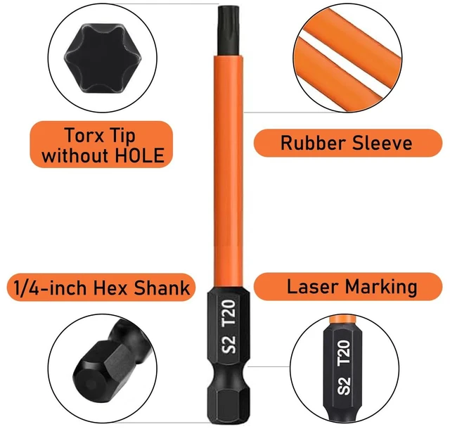 Alt view image 3 of 7 - 13pcs Torx Screwdriver Bit Set T5-T40 Magnetic Torx Head Drill Bits 3 Inch