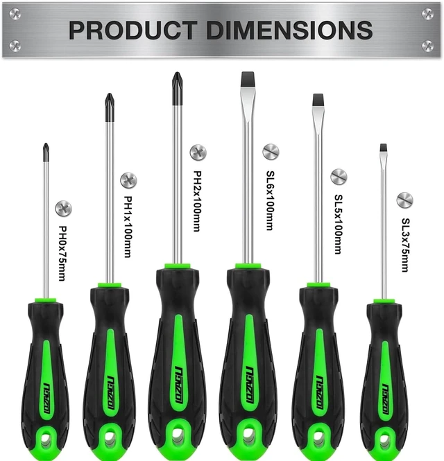 Alt view image 2 of 7 - 9-Piece Magnetic Tip Screwdrivers Set 3 Phillips 3 Flat Head and 3 Torx Screw Driver Set Kit Professional Cushion Grip Hand Tools Set