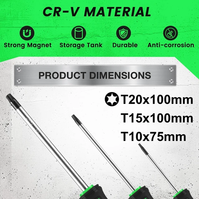 Alt view image 3 of 7 - 9-Piece Magnetic Tip Screwdrivers Set 3 Phillips 3 Flat Head and 3 Torx Screw Driver Set Kit Professional Cushion Grip Hand Tools Set