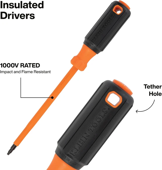 Alt view image 7 of 7 - Klein Tools 85814 14-Piece Screwdriver Set 4 Precision 5 Standard Drivers with Color-Coded Handles 3 Insulated Screwdrivers 1 Demolition Driver and Magnetizer