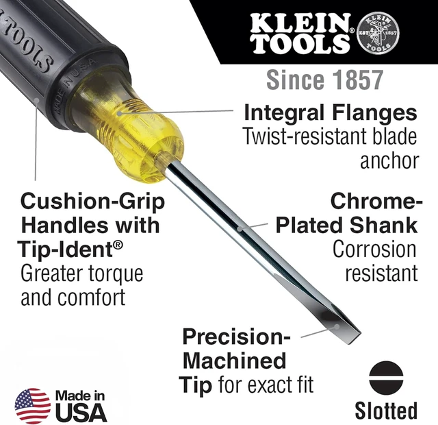 Alt view image 2 of 7 - Klein Tools 85442 Klein Tools 85442 Screwdriver 2-Piece Set Made in USA 1/4 Keystone and #2 Phillips Cushion Grip Round and Square Shank Heat Treated Home Improvement