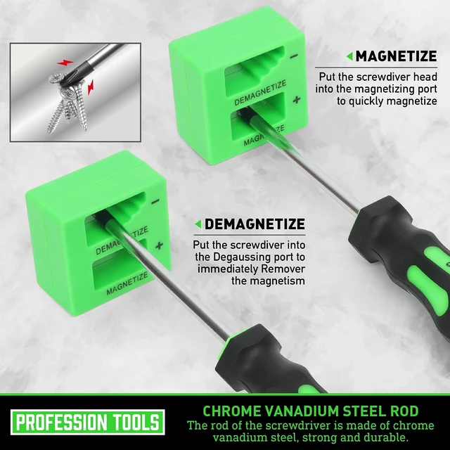 Alt view image 6 of 7 - Magnetic Screwdrivers Set with Case 43-piece Includs Slotted Phillips Hex Pozidriv Torx and Precision Screwdriver Set Magnetizer Demagnetizer Tools Tools for Men (Green))