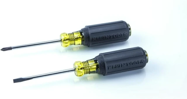 Alt view image 7 of 7 - Klein Tools 85078 Screwdriver Set Made in USA All-Purpose Screwdriver Kit has 4 Phillips and 4 Flat Head Tips Non-Slip Cushion Grip 8-Piece