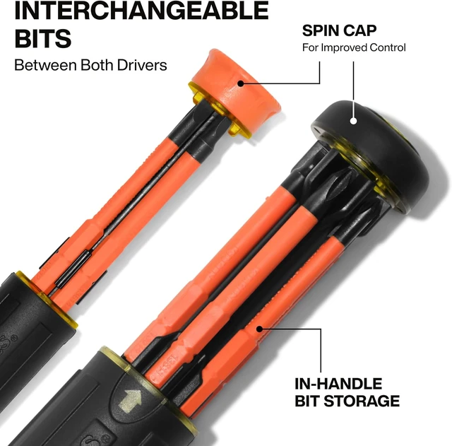 Alt view image 5 of 7 - Klein Tools 32310INS 10-in-2 Insulated Multi-Bit and Multi-Bit Precision Screwdriver Set Auto-Locking Collar 1000V Rated In-Handle Bit Storage