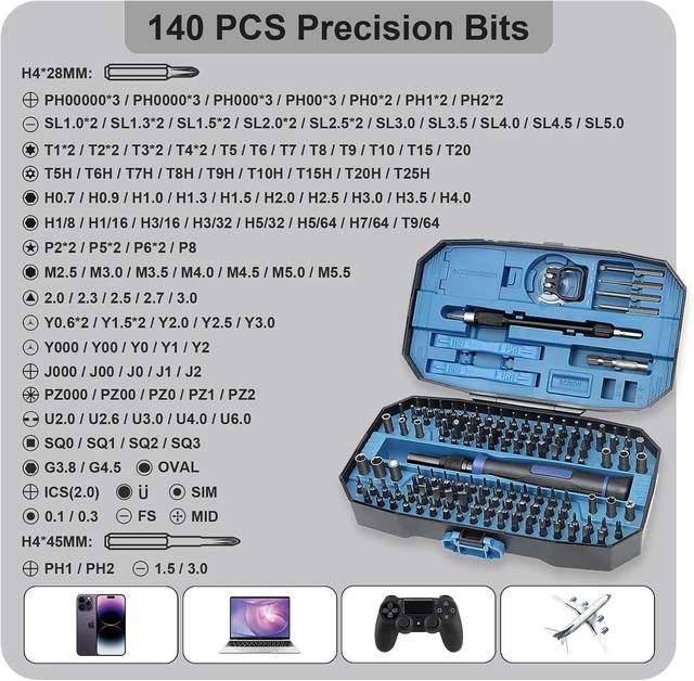 Alt view image 2 of 7 - 152 in 1 Precision Screwdriver Set with Case Small Magnetic Screwdriver Electronic Toolkit for Computer Laptop Game Controller Glasses Phone Repair Tool Kit