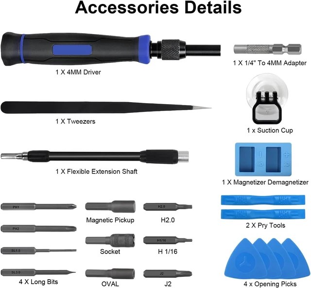 Alt view image 3 of 7 - 152 in 1 Precision Screwdriver Set with Case Small Magnetic Screwdriver Electronic Toolkit for Computer Laptop Game Controller Glasses Phone Repair Tool Kit