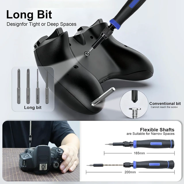 Alt view image 5 of 7 - 152 in 1 Precision Screwdriver Set with Case Small Magnetic Screwdriver Electronic Toolkit for Computer Laptop Game Controller Glasses Phone Repair Tool Kit