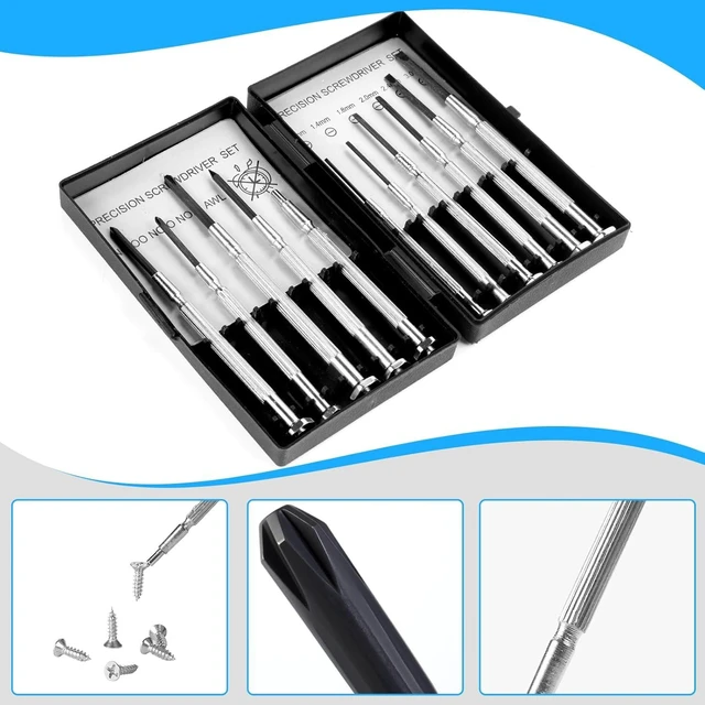 Alt view image 4 of 6 - 11 Pcs Small Precision Screwdriver Set Tiny Screwdriver Set Mini Screw Driver Kit with Slotted and Phillips Heads Ideal for Watch Eyeglasses Toys Electronics Computer Repair