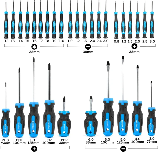 Alt view image 2 of 7 - 01379A Master Screwdriver Set 32 Piece Magnetic Precision Screwdrivers Phillips Flathead Slotted and Torx Drivers Includes Magnetizer and Demagnetizer Small Magnetic Screwdrivers