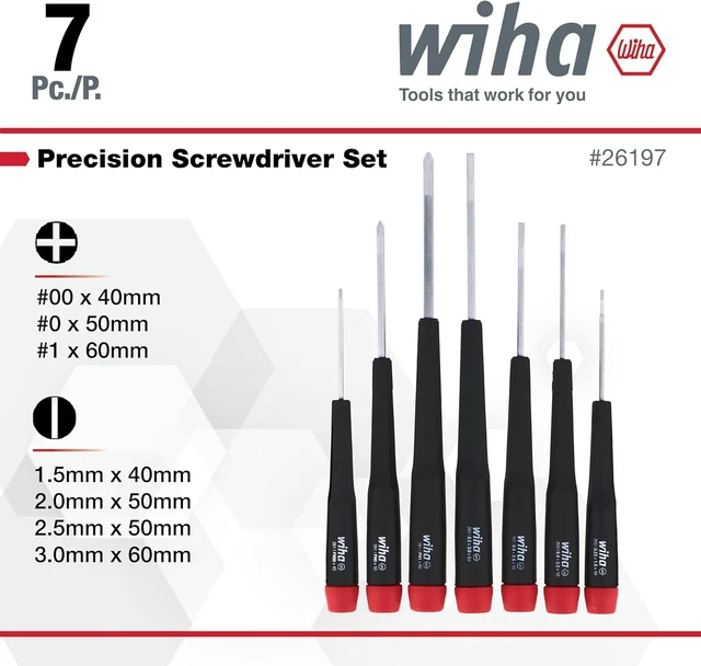 Alt view image 3 of 7 - 26197 Precision Screwdriver Set 7-Piece Mini Slotted & Phillips PicoFinish Handles with Rotating Caps Small Screwdrivers for Electronics & Fine Work
