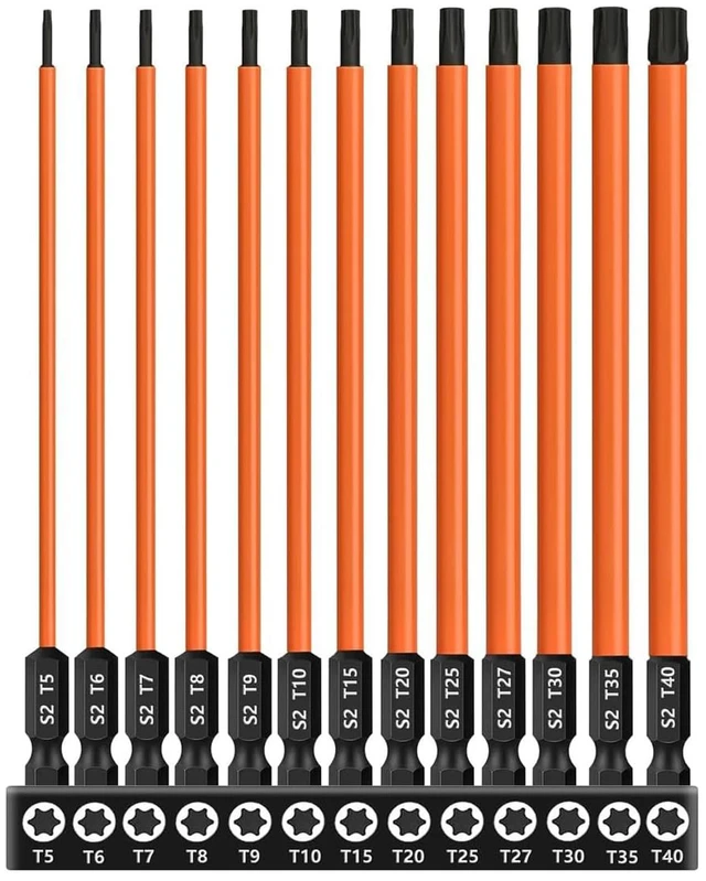 Main image of 13PCS 6-in Torx Screwdriver Bit Set T5-T40 Magnetic Torx Head Drill Bit Set