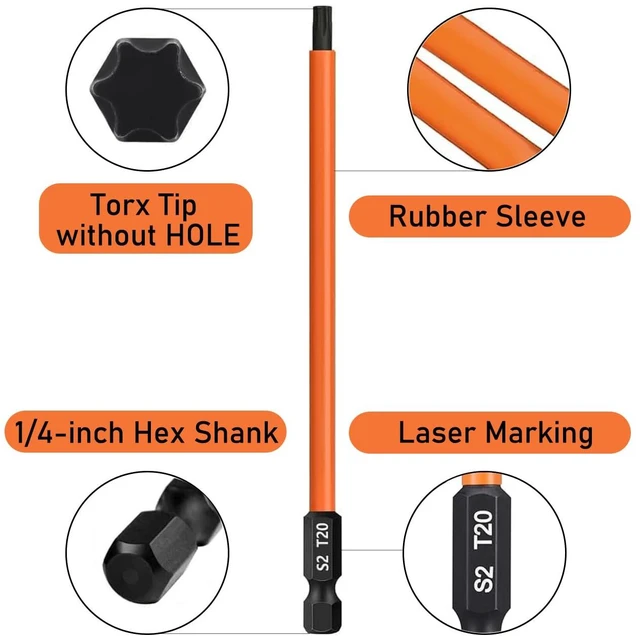 Alt view image 3 of 7 - 13PCS 6-in Torx Screwdriver Bit Set T5-T40 Magnetic Torx Head Drill Bit Set