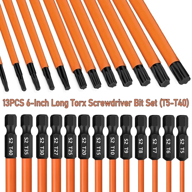 Alt view image 5 of 7 - 13PCS 6-in Torx Screwdriver Bit Set T5-T40 Magnetic Torx Head Drill Bit Set