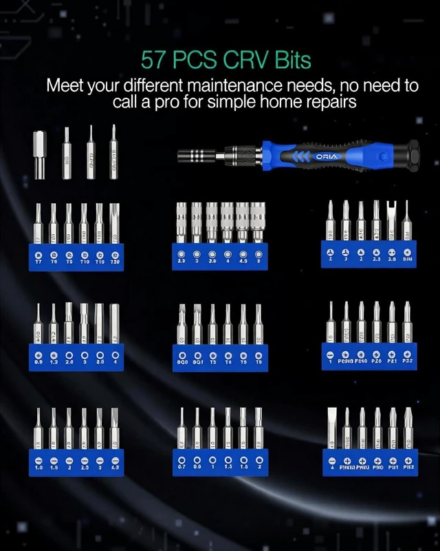 Alt view image 3 of 7 - Precision Screwdriver Set 61 in 1 Small Screwdriver Set with 57 Precision Bits Portable Repair Tool Kit Magnetic Screw Driver Kit with Extension Rod for Smartphone PC Watch Toys Blue